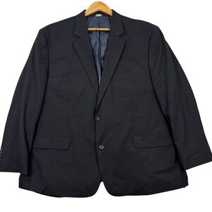 GS Perfect Mens 52R PSH Black Wool Blend Two Button Blazer Casual Coat Jacket